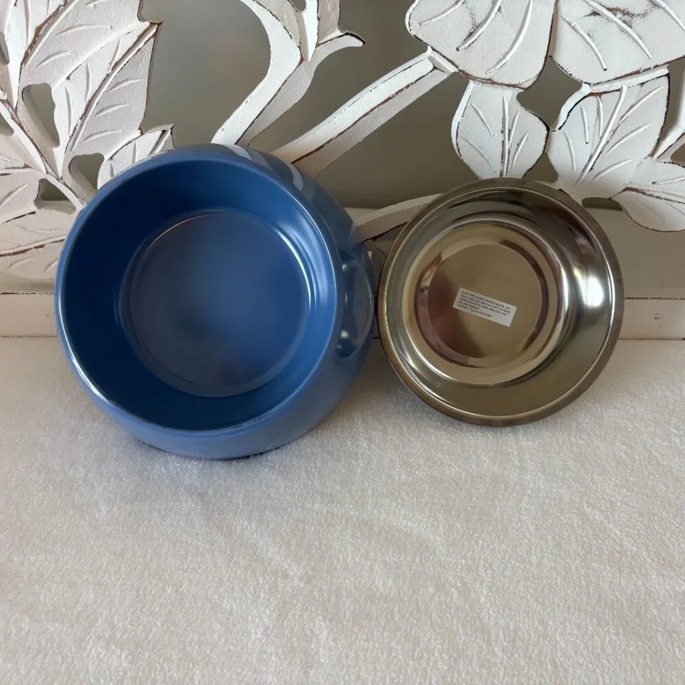 NWT - Sport Pet Living Melamine and Stainless-Steel Insert Pet Bowls - Medium